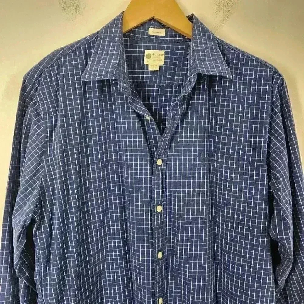 💥   cotton Tailored Fit Checkered Button Down Casual Men's Shirt L