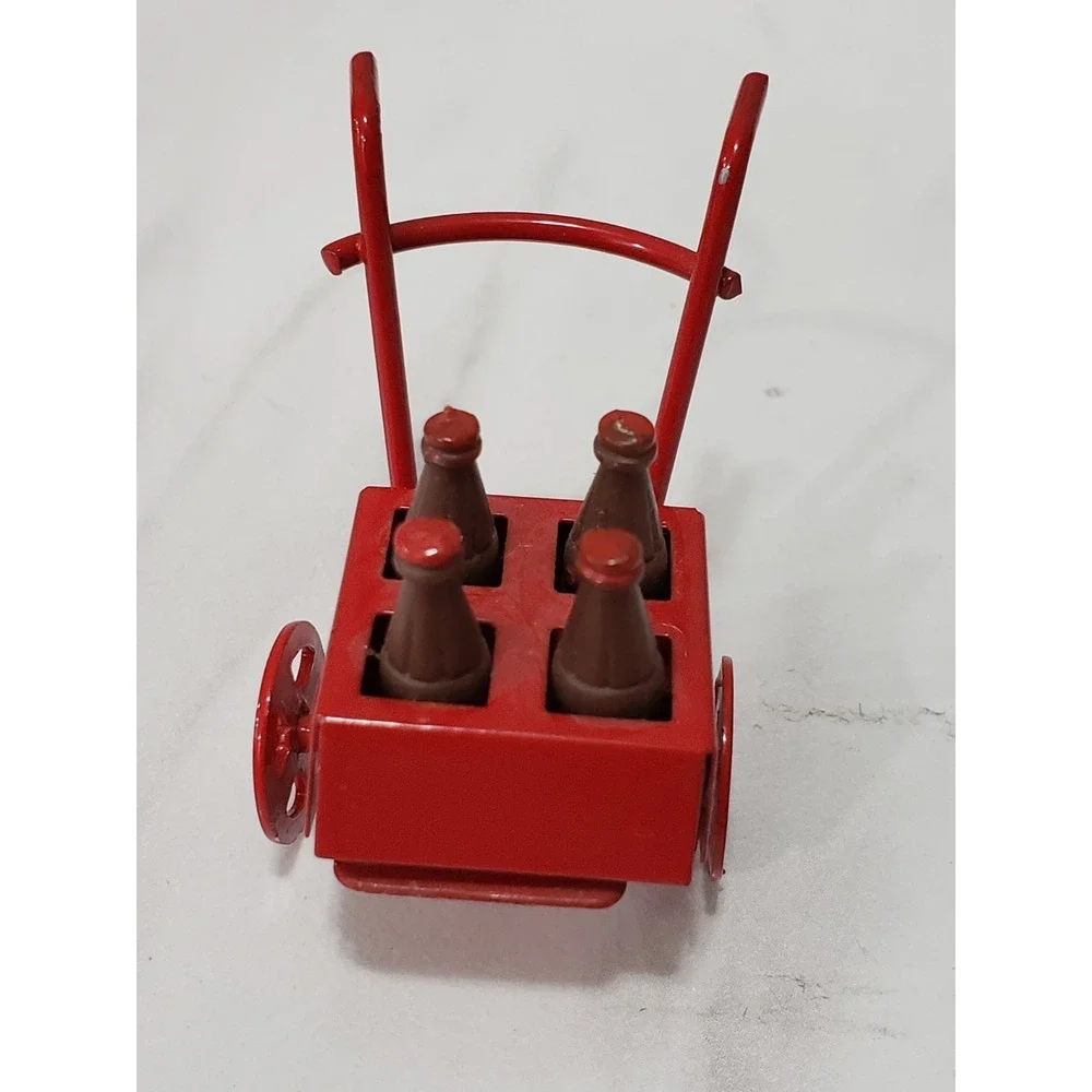Vintage Miniature Metal Coca-Cola Handtruck Push Cart soda vendor dollhouse