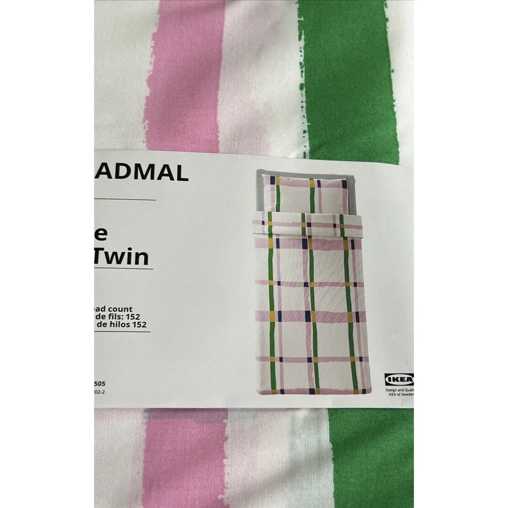 New IKEA SYRABLADMAL Twin Duvet Cover Set with Pillowcase Multicolor/Check