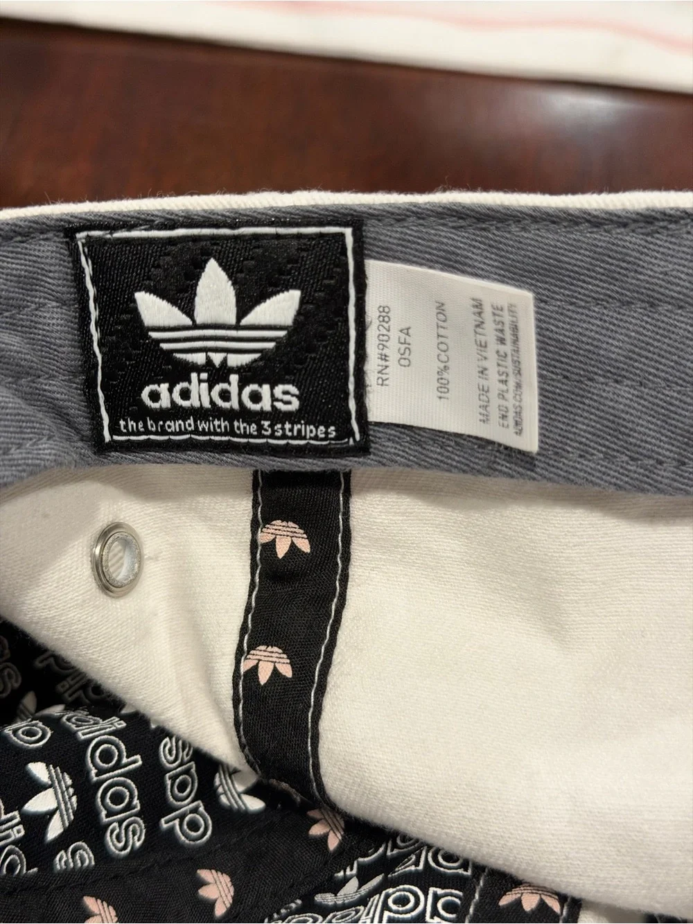 adidas White and Black Trefoil Interior Baseball Cap