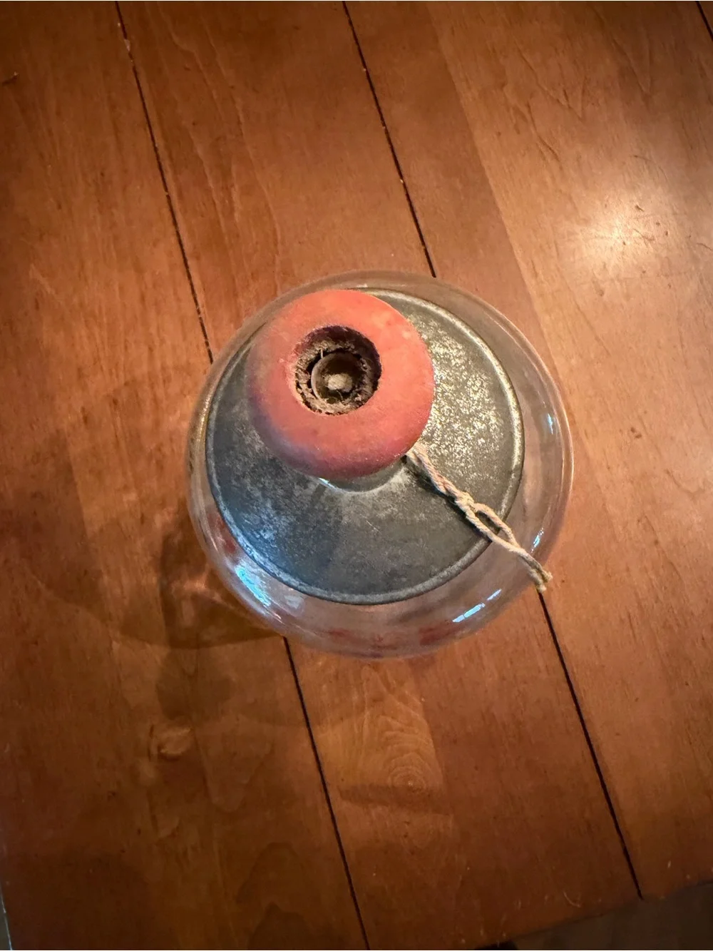 Vintage-Style Glass Butter Churn Jar with Metal Lid - Red Lettering