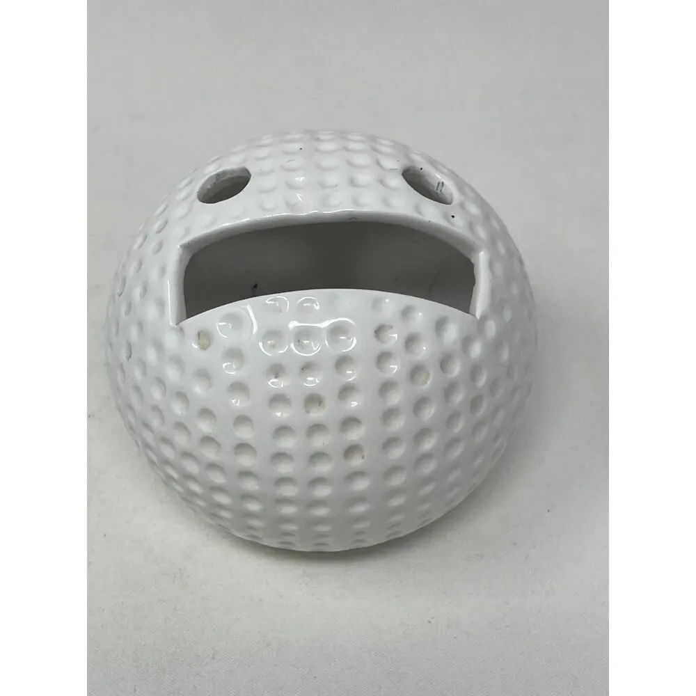 Russ Berrie #8652 GOLF BALL Ceramic PEN & NOTE HOLDER Desktop Fun Novelty