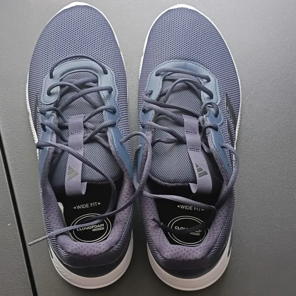 adidas Men’s Blue/Gray/White Low Top Mesh Lace-Up Cloudfoam Athletic Sneakers