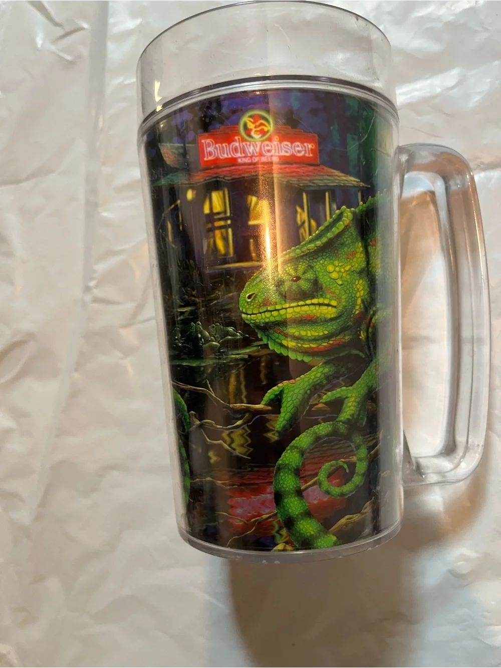 Budweiser Green Chameleon Reptile Travel Mug 1997