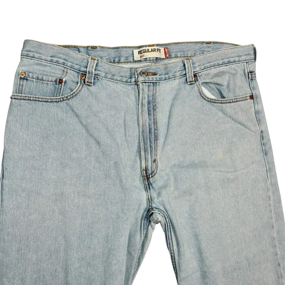 Vtg Levis 505 Regular Fit Jeans‎ Mens 42x30 Light Washed Patched Reinforced
