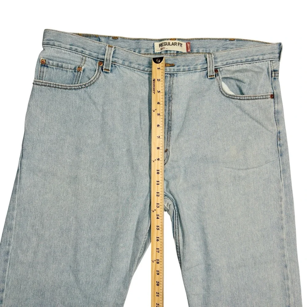 Vtg Levis 505 Regular Fit Jeans‎ Mens 42x30 Light Washed Patched Reinforced