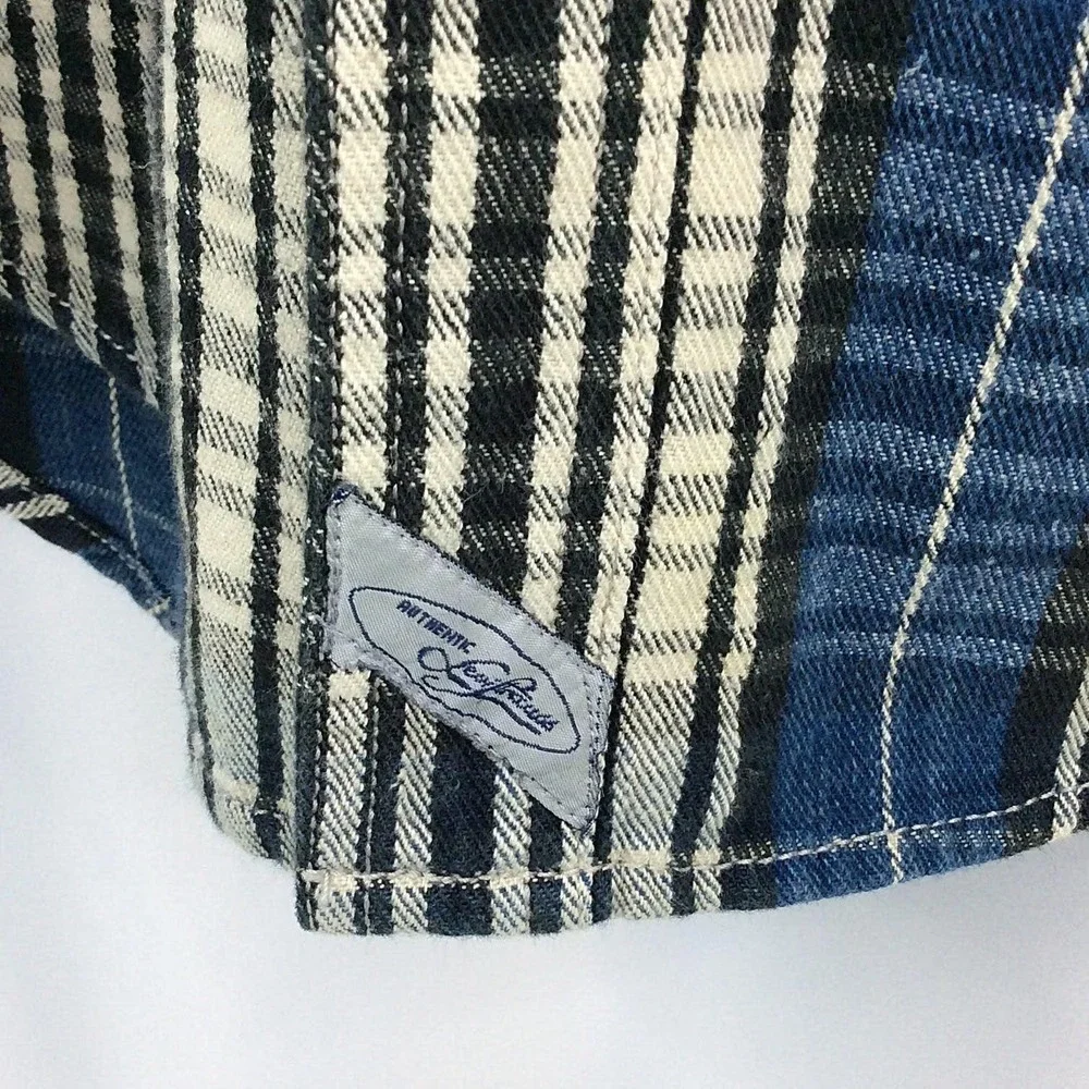 VTG 90s Men's Levi's Plaid Shirt Size Large Blue Black Long Sleeve Button Down