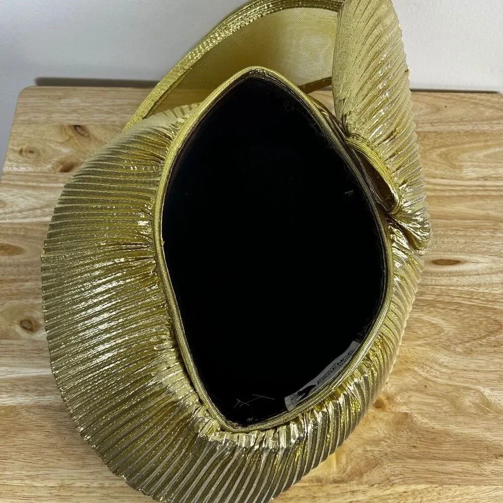 Created for Essence by Mail Gold Pleated Metallic Fascinator Hat Church Wedding