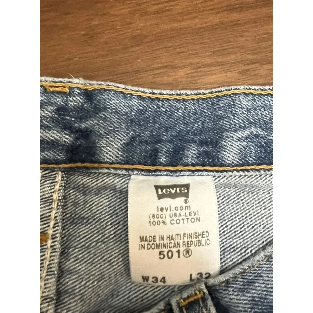 Levi's 501 Men's 34x32 Y2K Straight Jeans Blue Denim Medium Wash Button Fly