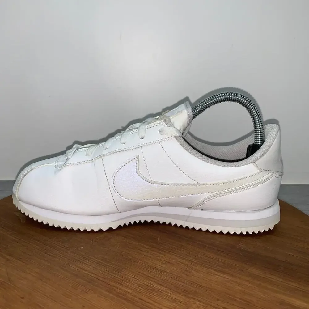 Nike Classic Cortez Women Size 8.5 Youth 7 Triple White Leather Shoes AH7528-104