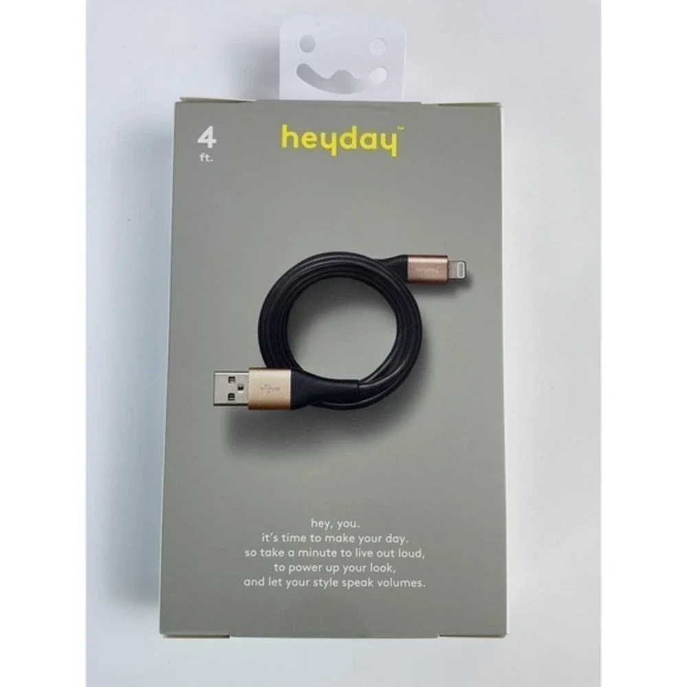 Heyday Lightning to USB-A Charging Cables Lot 6ft Marble + 4ft Black‎ – New