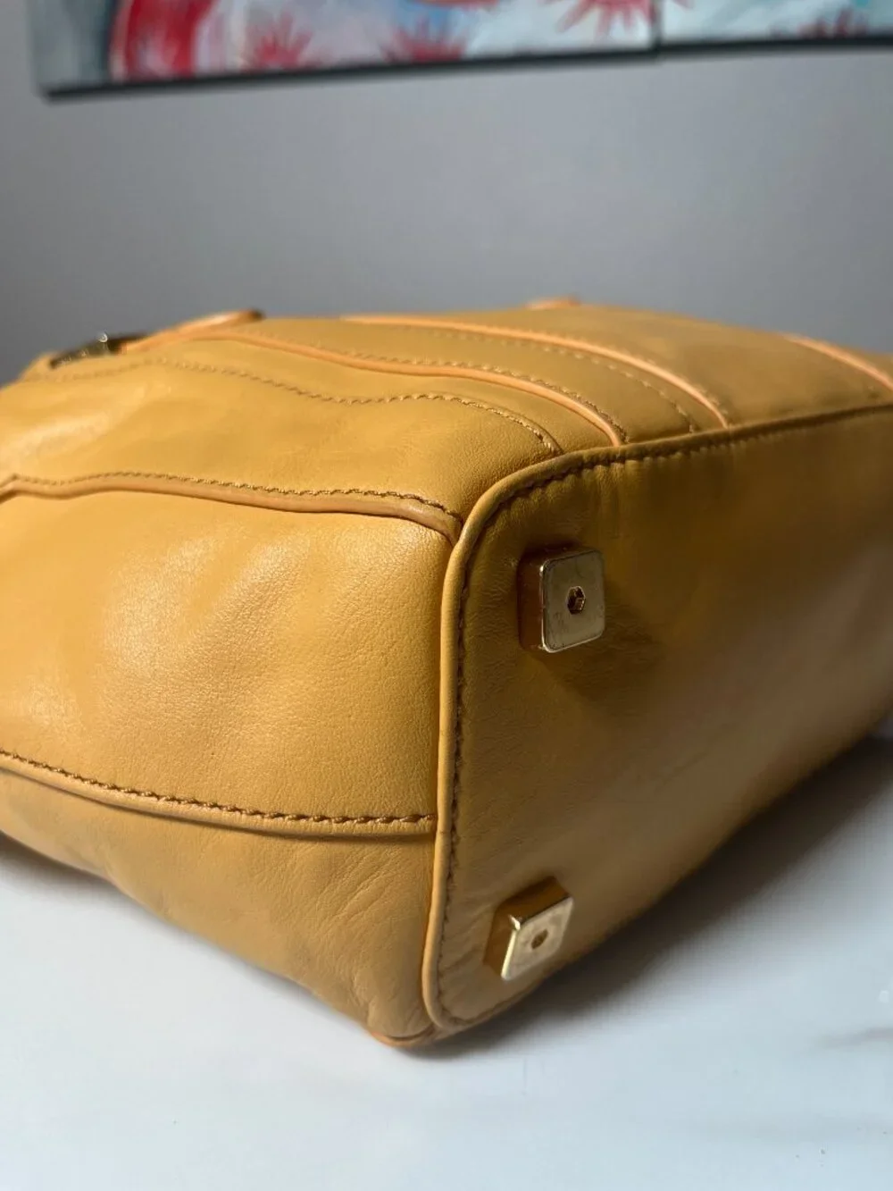 Rachel Zoe Leather Camel Convertible Satchel Bowler Tote Shoulder Bag