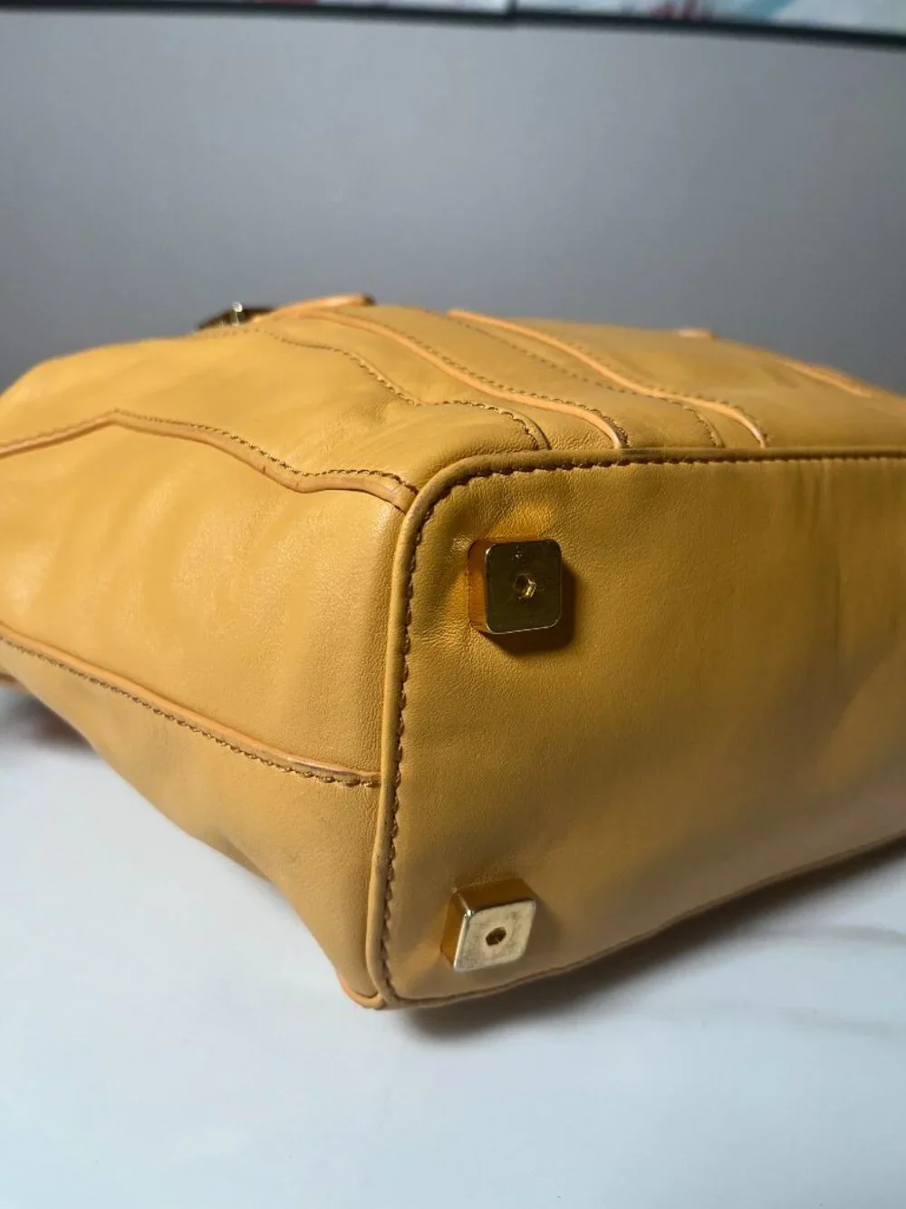 Rachel Zoe Leather Camel Convertible Satchel Bowler Tote Shoulder Bag