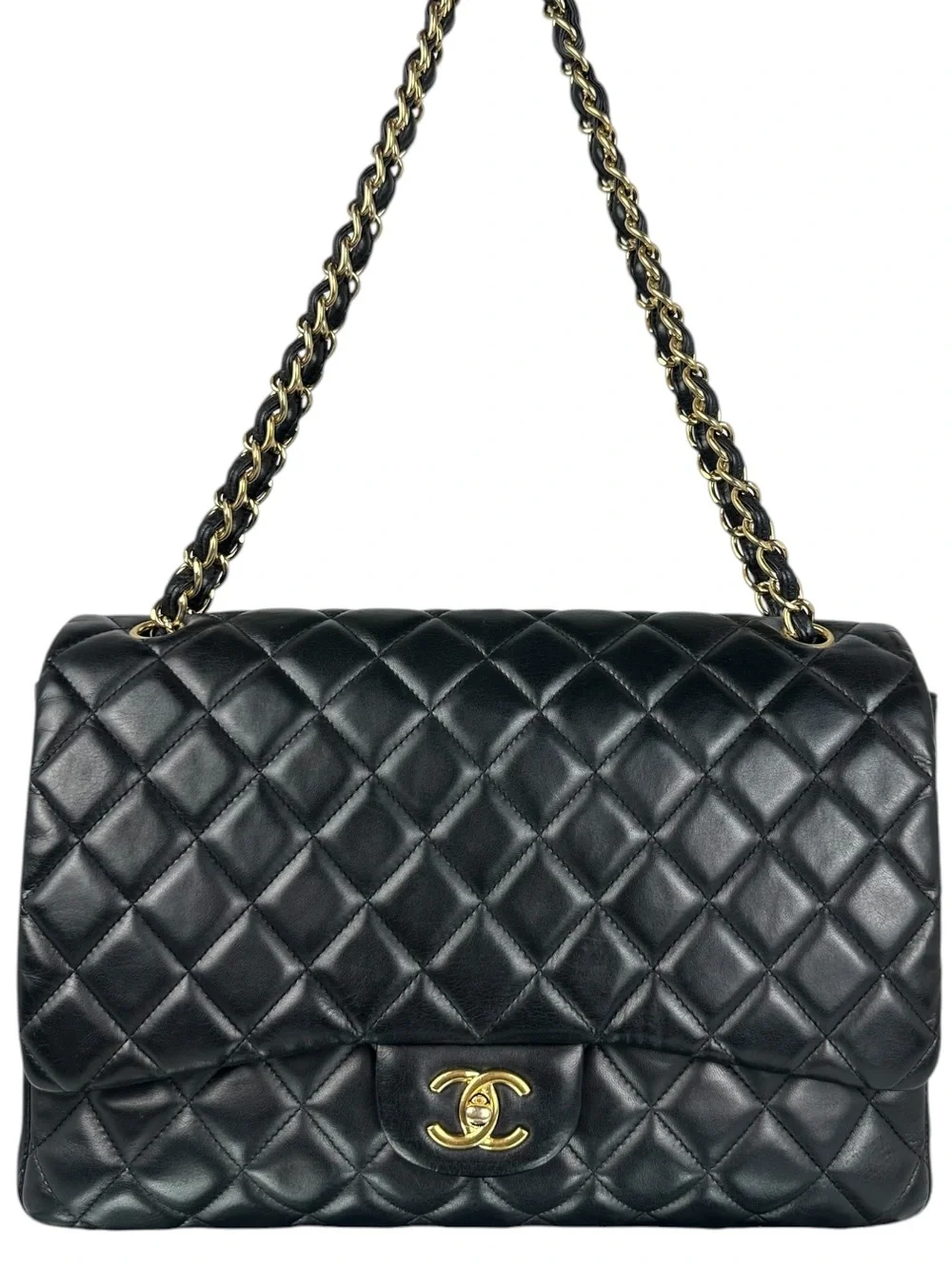 CHANEL CC MAXI JUMBO LAMBSKIN LEATHER FLAP BAG GHW