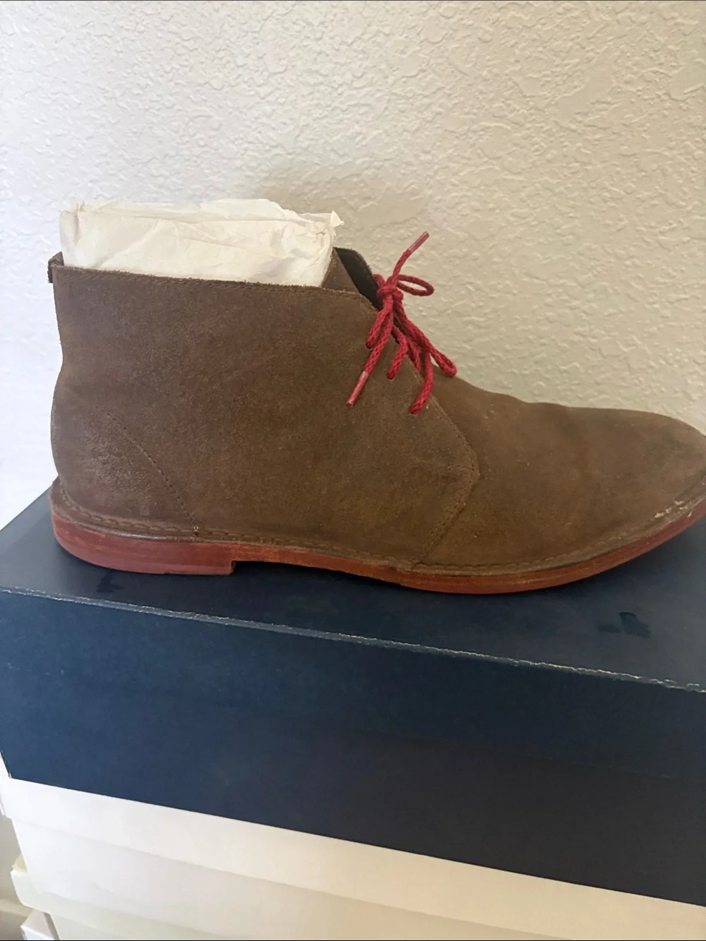 Cole Haan Brown Suede Chukka Boots with Red Laces