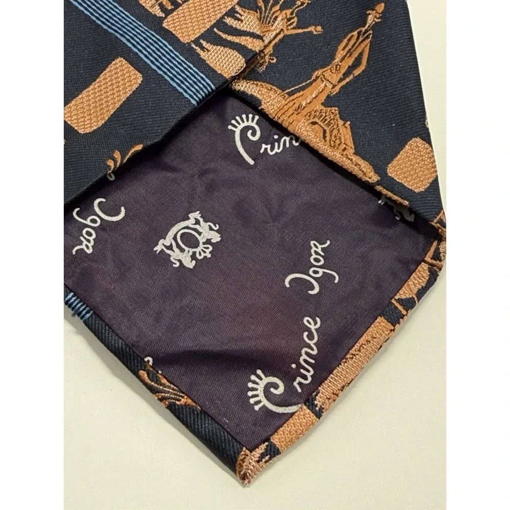 Eugene Jacobs Ornate Gray Tie Floral Embroidery 100% Silk Prince Igor