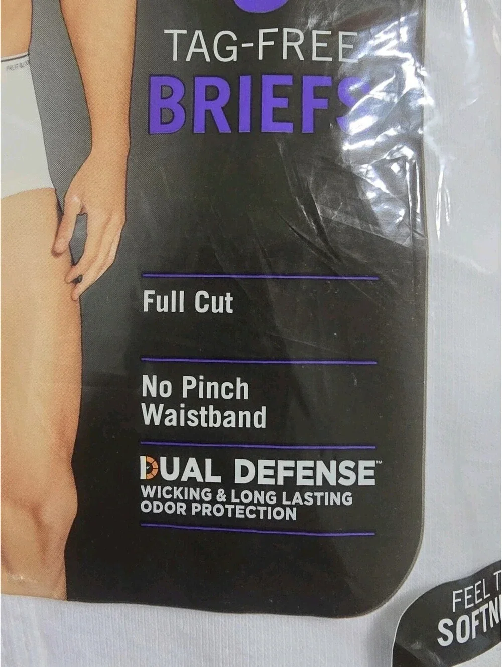 Fruit Of The Loom Briefs Men's L White Tag-Free Underwear 3 Pack Comfy Full Cut