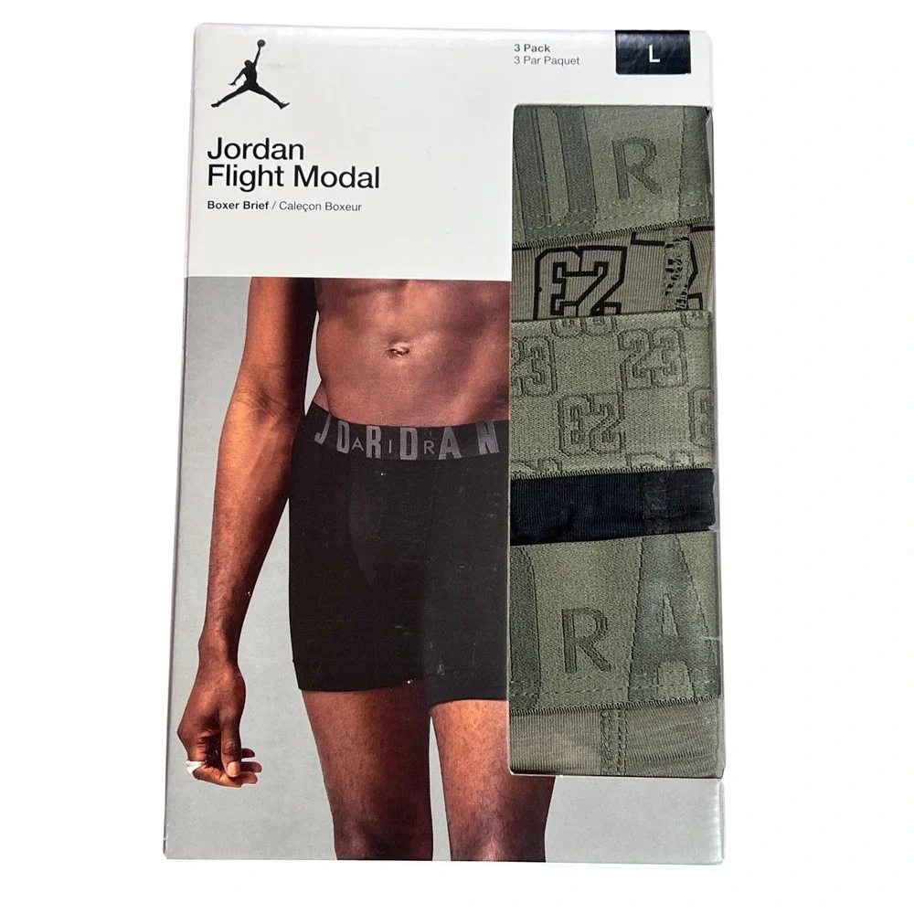 Nike Jordan Flight Modal Mens Boxer Briefs 3 Pack Medium Olive JM0691-E6F Large