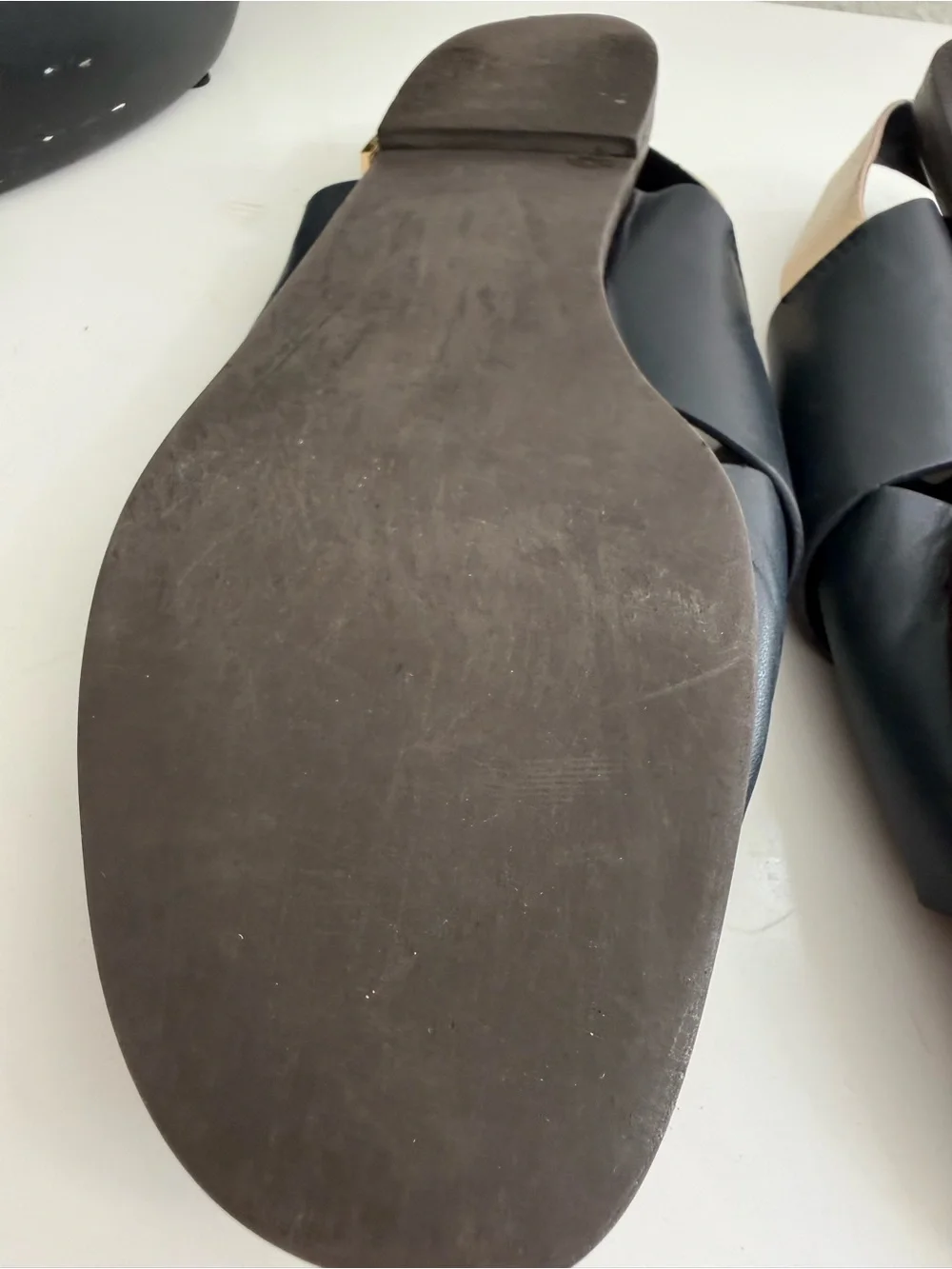 Tory Burch sandals size 8.5 blue and Tan Leather Crisscross Slingback Sandals