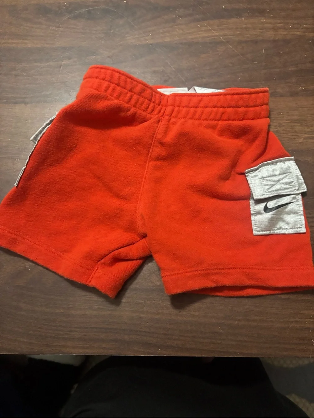 Nike Bright Red Kids Athletic Shorts with Gray Pocket Accents