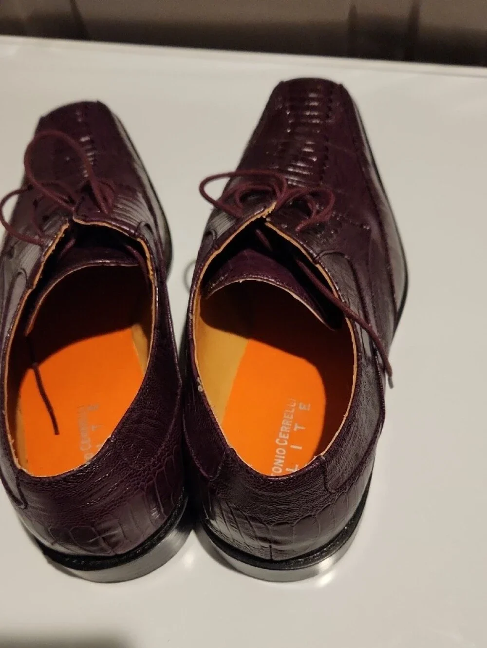 Antonio Cerrelli Elite 6314 Purple Croc-Embossed Leather Dress Shoes