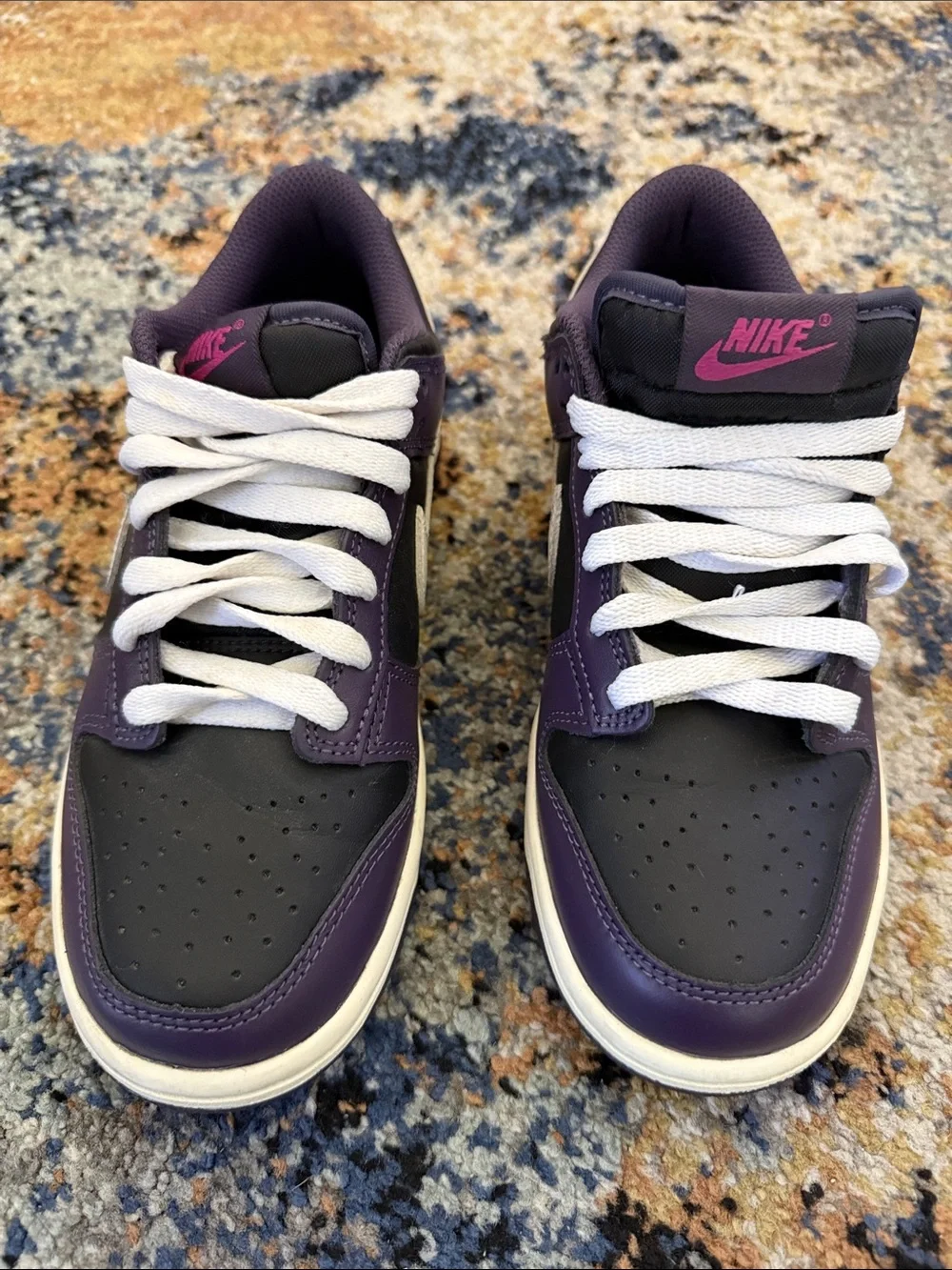 Nike Dunk Purple, Black and White Low-Top Sneakers