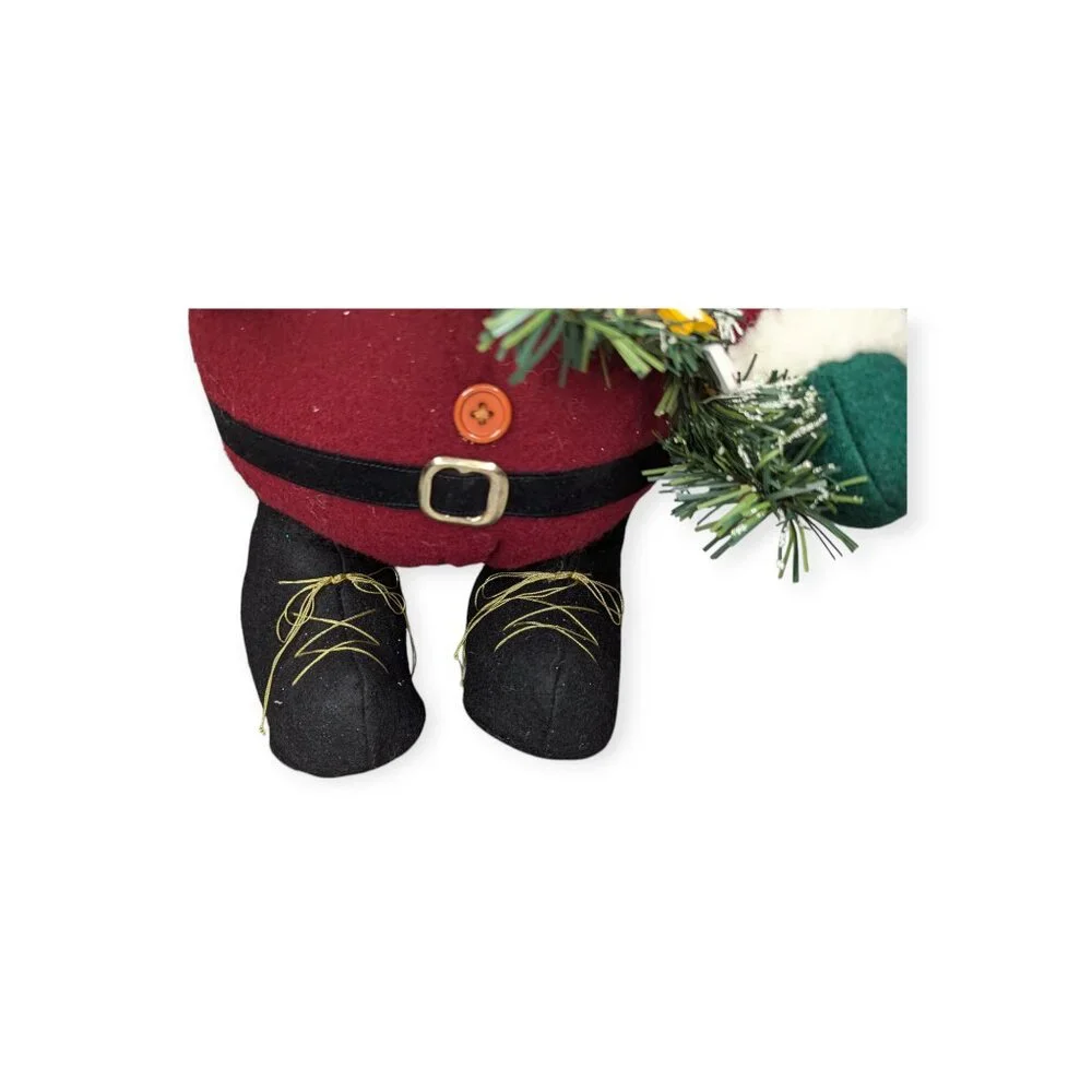 Good Health Ind Free Standing Plush Santa Claus w/ Festive Evergreen Garland