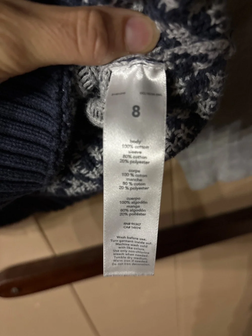 Oshkosh size 8 sweater/ sweatshirt combo, navy and gray