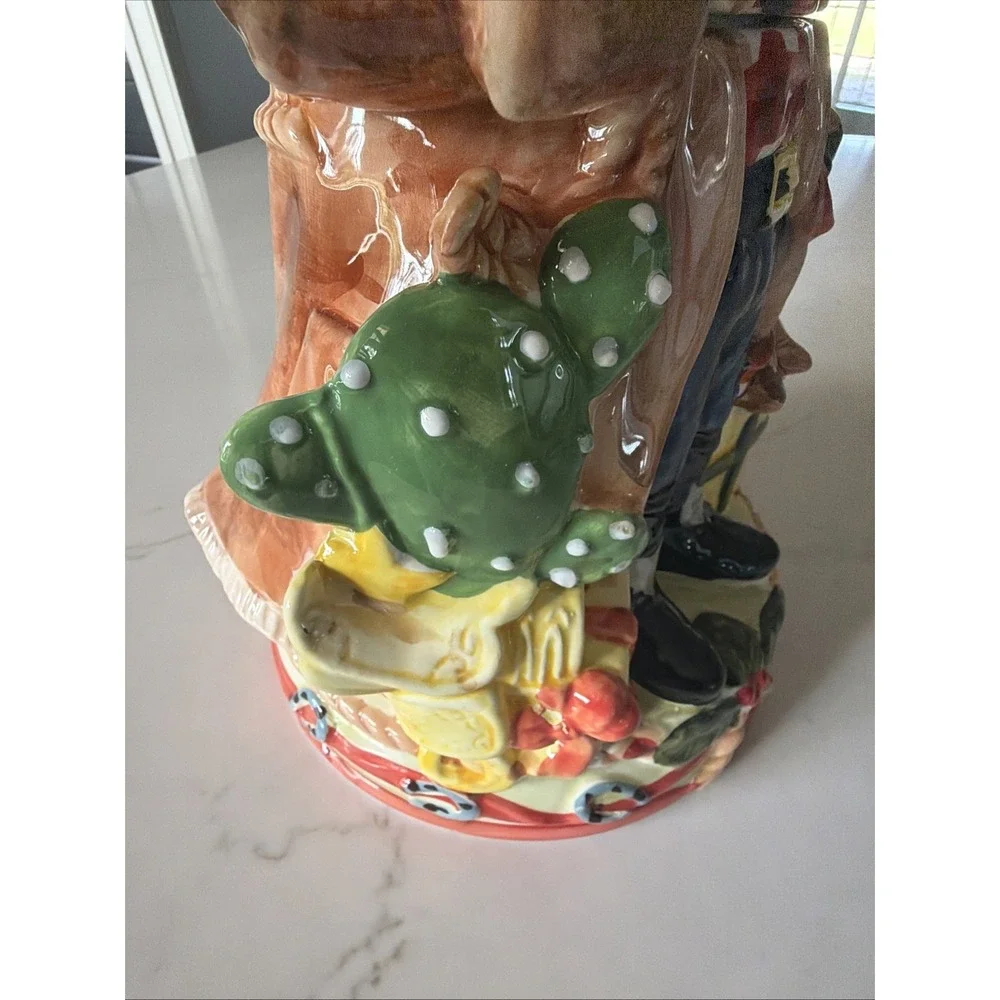 Home For The Holidays Ceramic Cookie Jar Cowboy Santa 13.5