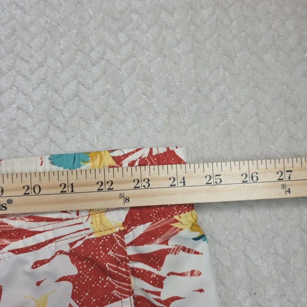 Duluth Trading Co Mens 2XL Tropical Bird Palm‎ Swim Trunks Red White 48 Waist