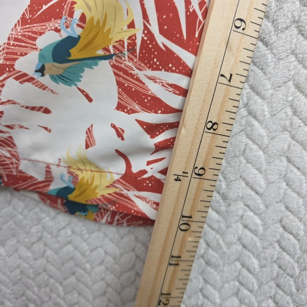 Duluth Trading Co Mens 2XL Tropical Bird Palm‎ Swim Trunks Red White 48 Waist