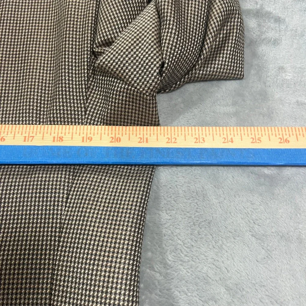 Joseph Abboud Sport Coat Mens 44L Brown Excellent Silk Wool Houndstooth Blazer