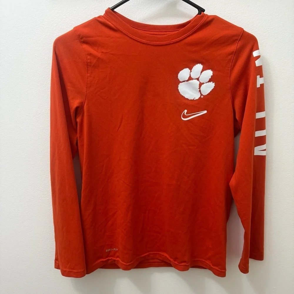 Nike Clemson Tigers Primary Logo Long Sleeve T-Shirt dri-Fit size large