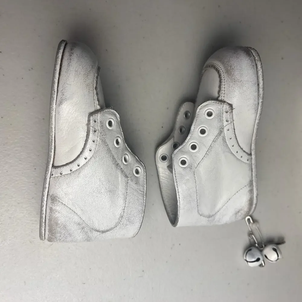 Vintage 1950's Baby Deer Trainer Shoes White Leather Original Box & Pin Bells
