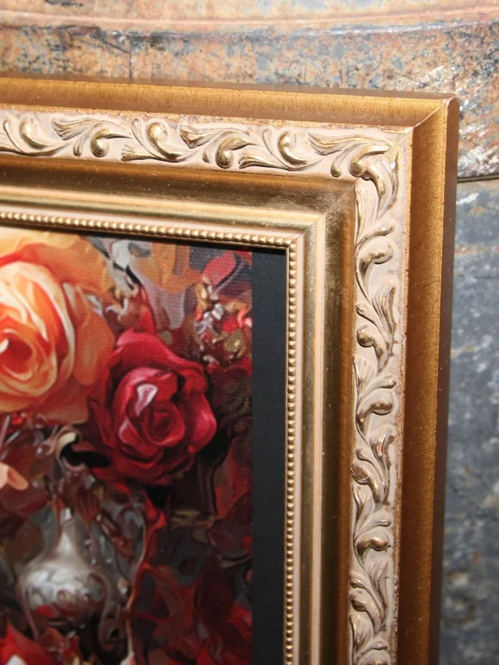 Dark Moody Gothic French Victorian Black Cat Floral Wall Decor Picture
