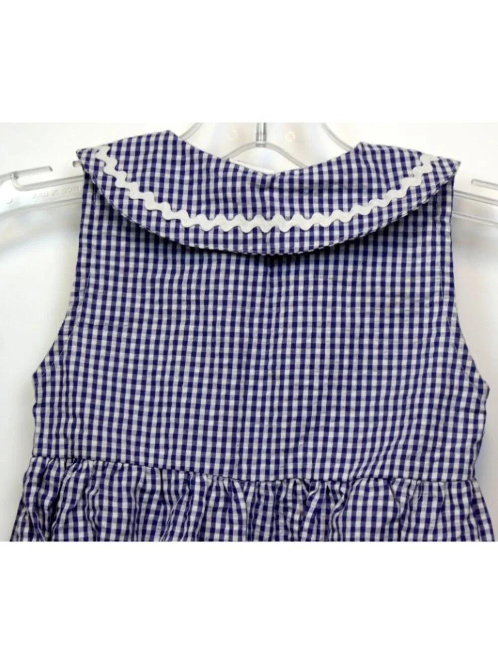 VTG Carter's Girl Romper sz 2T Blue Gingham Tulips Flowers Watering Can Summer