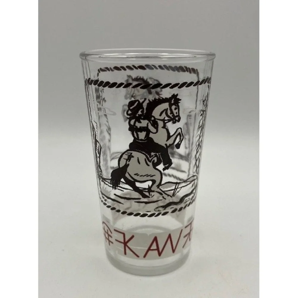 Anchor Hocking Vintage Cowboy Western Horse Glass Rodeo Ranch‎ Decor Tumbler