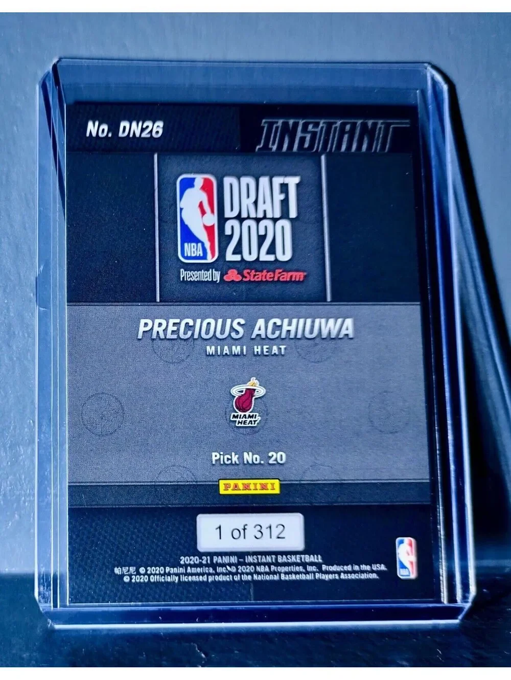 Precious Achiuwa 2020-21 Panini Draft Night #26 Basketball Rookie Card 1 of 312