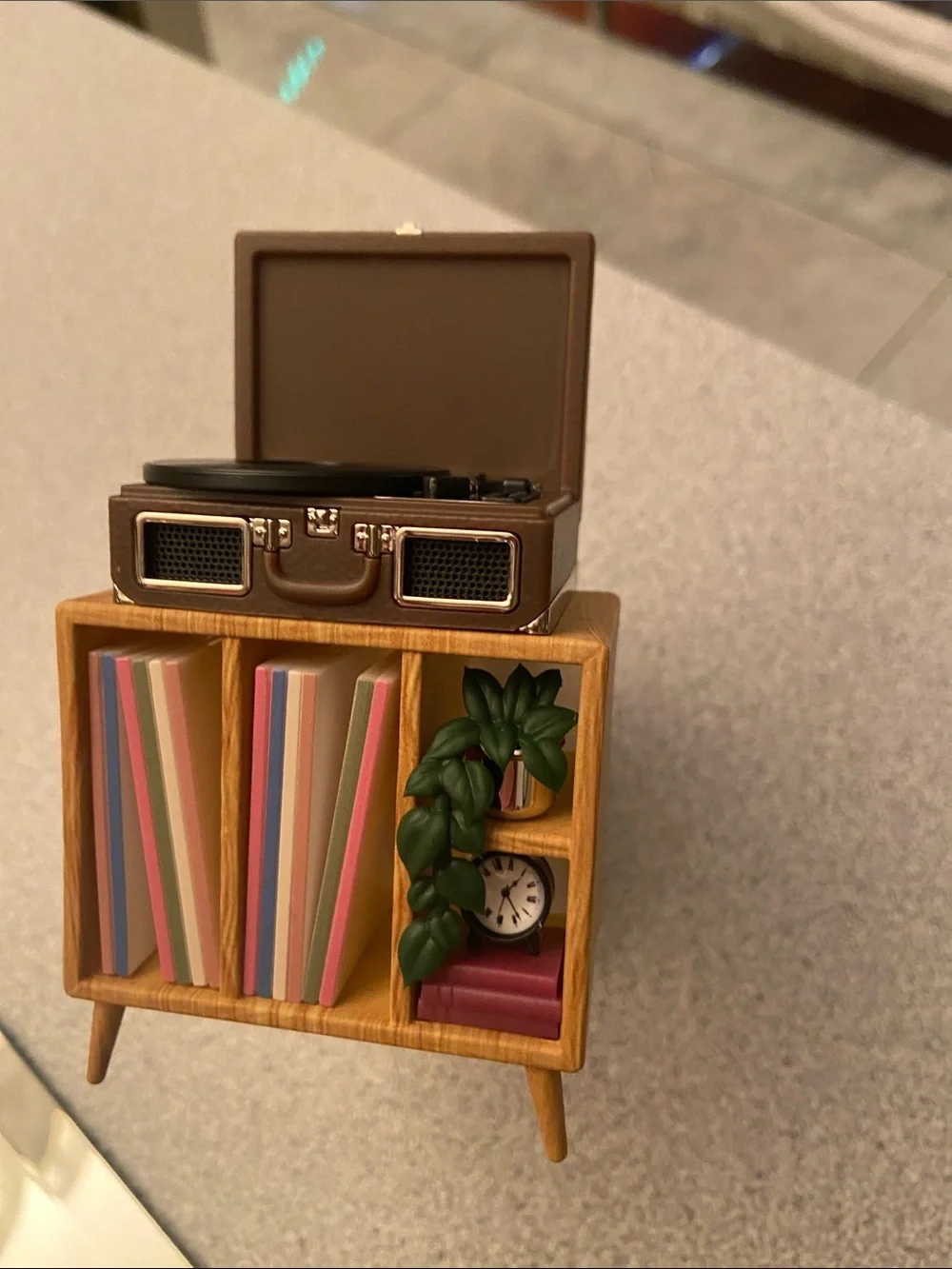 Miniature Wooden Bookcase Organizer in Brown light up wallflower