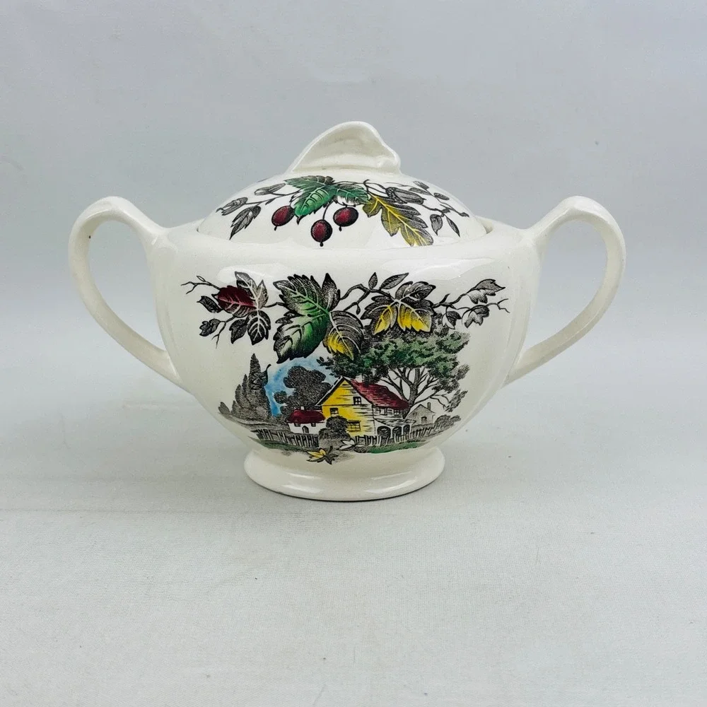 J&G Meakin Welcome Home Sugar Bowl with Lid England English Staffordshire