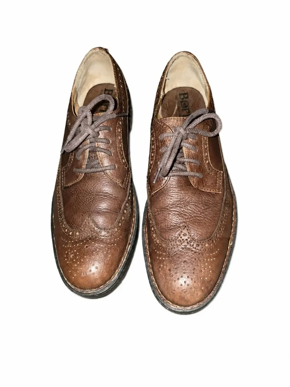 Born Men’s Size 10 Brown Leather Wingtip Brogue Oxford Shoes Lace Up