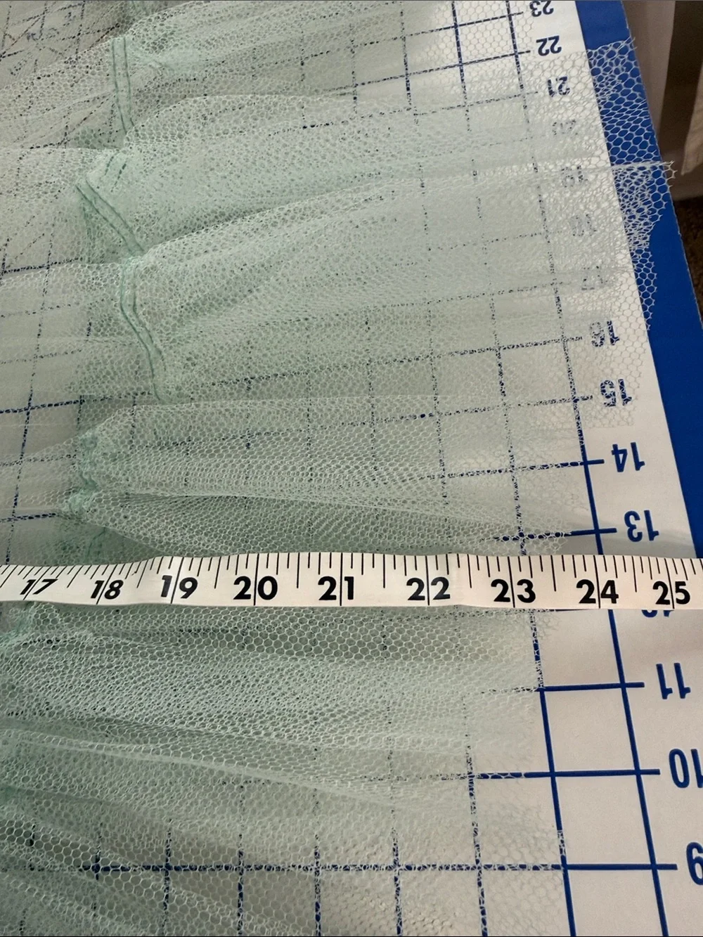 Vintage Aqua Nylon Tulle Petticoat Half Slip 1950s 1960s Heirloom Sewing Netting