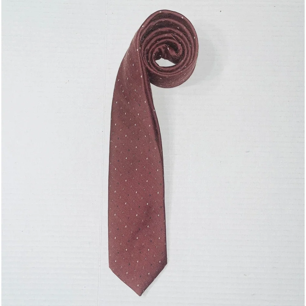 Wembley Necktie Mens Burgundy Micro Dot Silk Blend Classic Formal 3 Inch