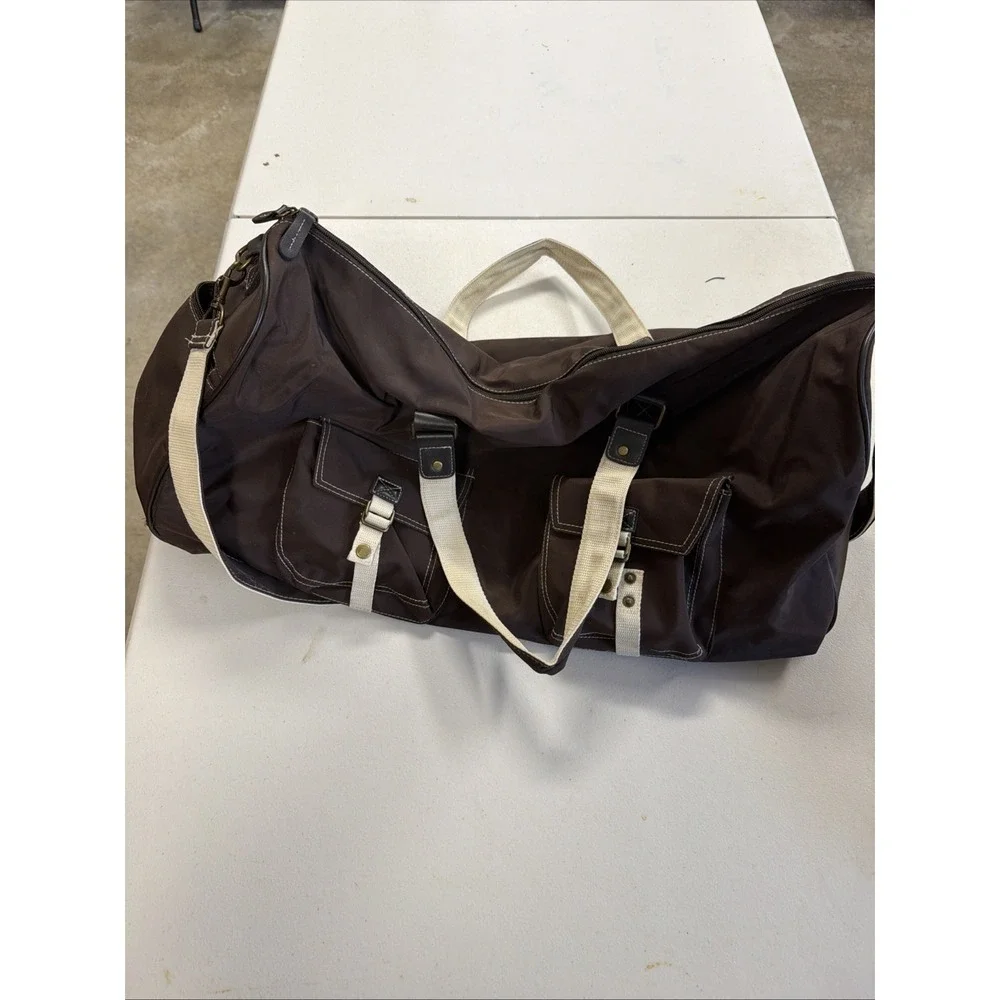 unbranded Large Brown Duffle Bag Gym Pockets Foldable!