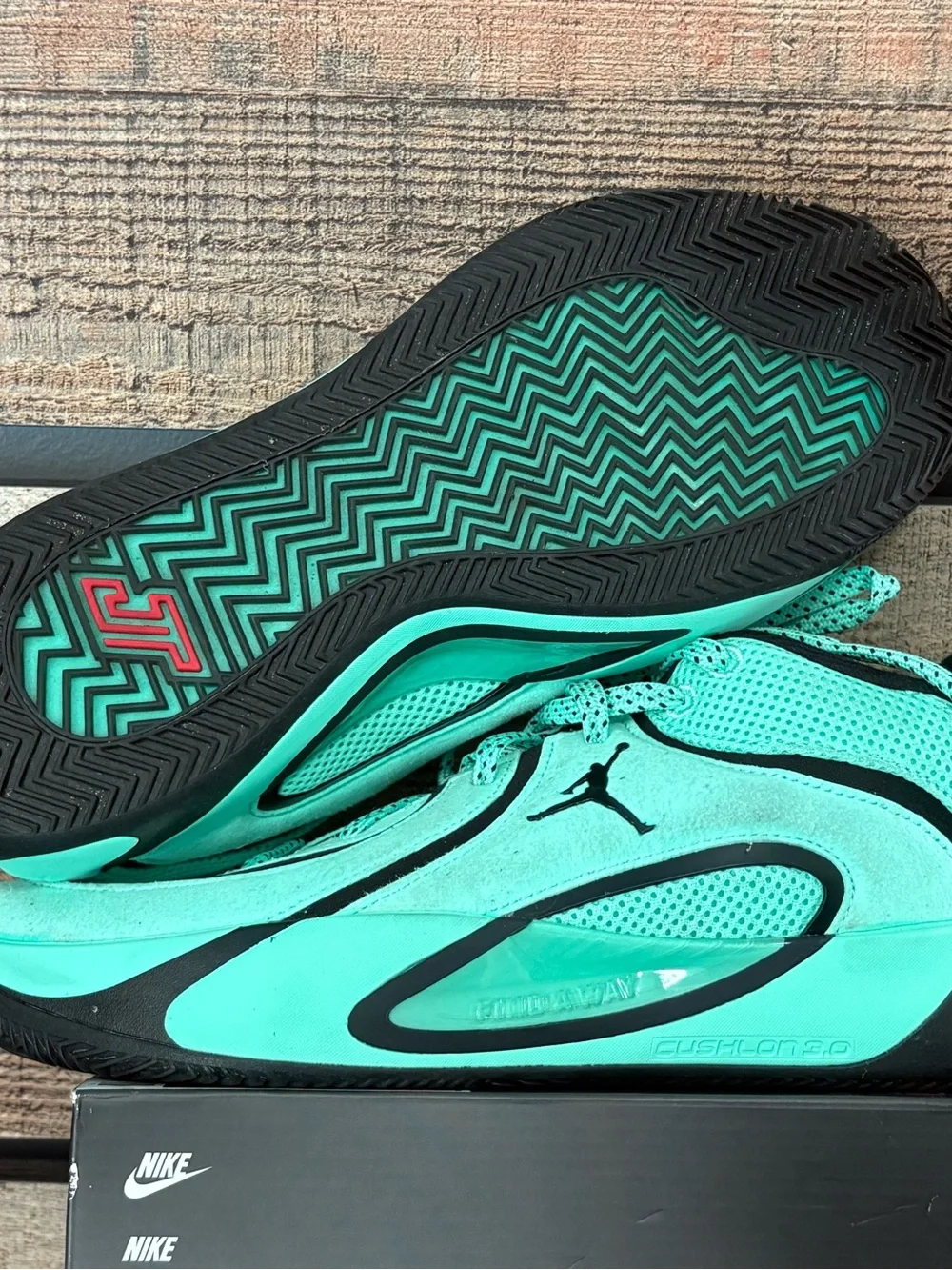 Jordan Jason Tatums Turquoise and Black basketball sneakers