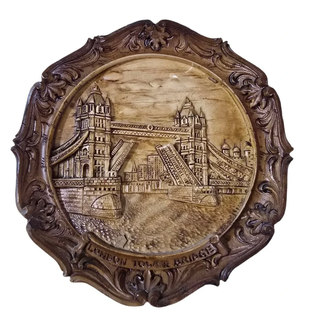 Vintage Carved Resin Wall Plaque 