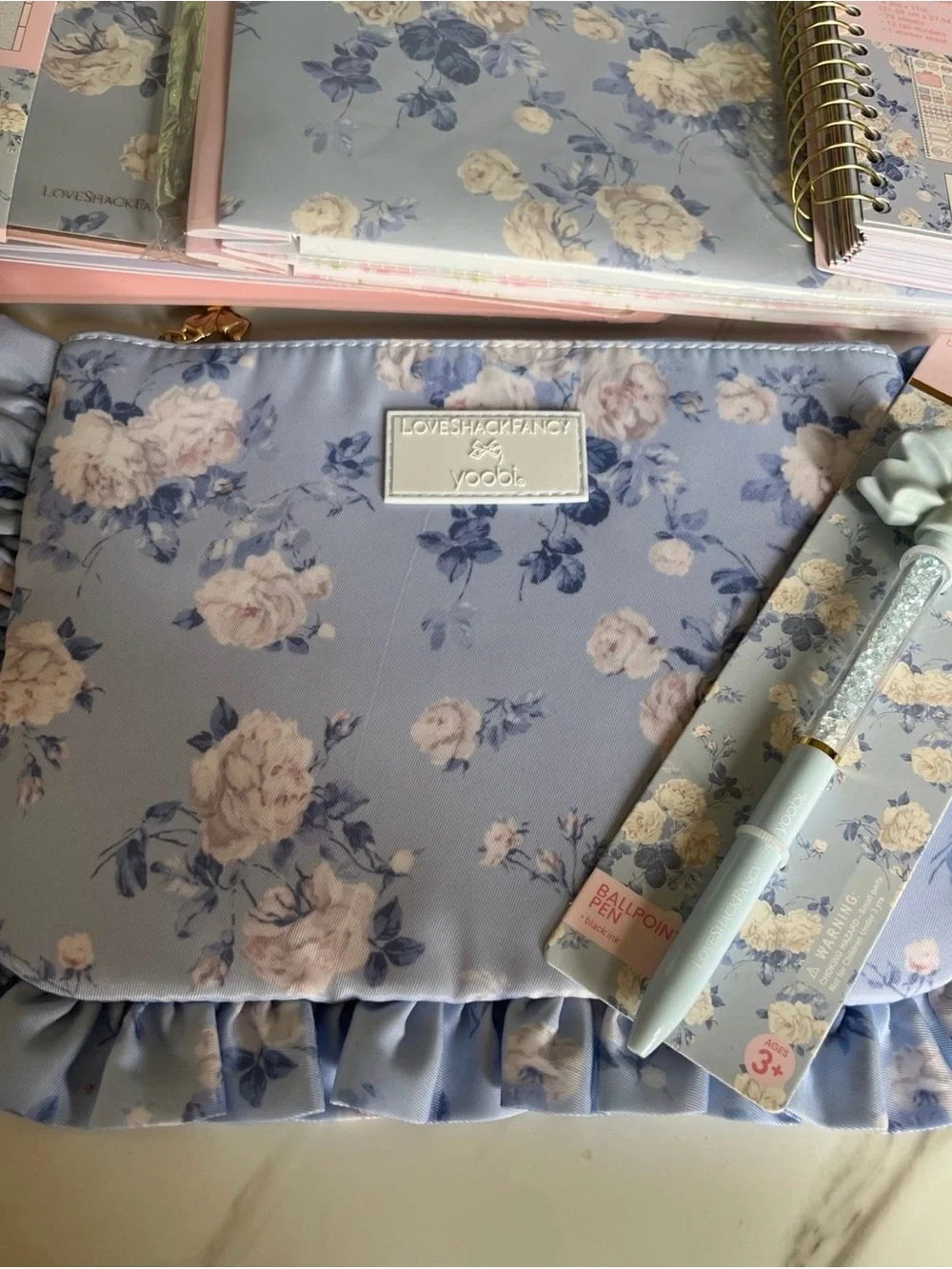 LoveShackFancy binder blue