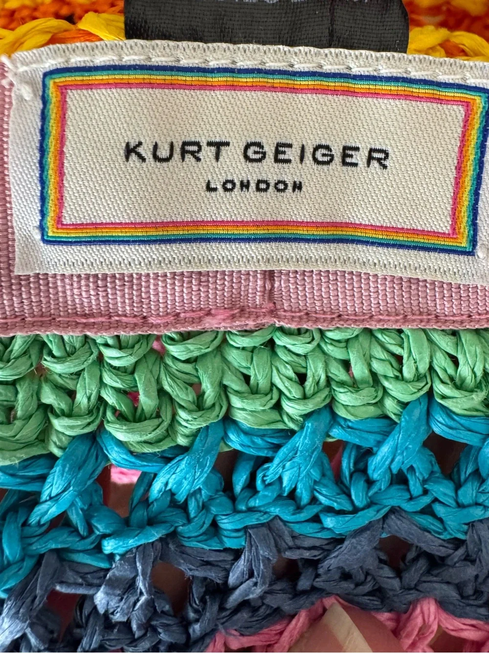 Kurt Geiger London Rainbow Stripe Straw Bucket Hat - one size