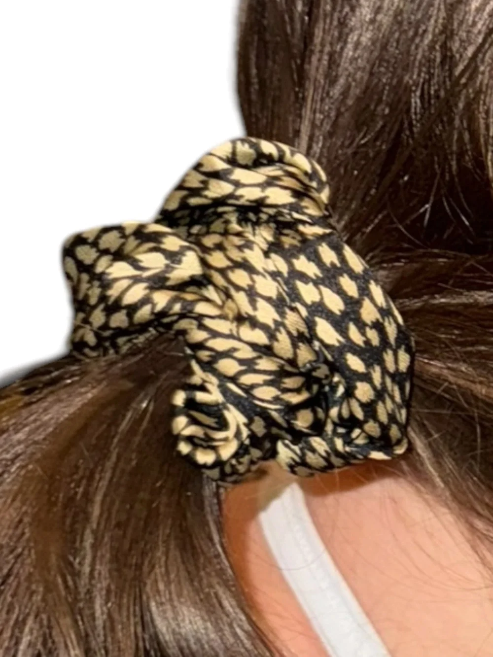Classic Printed Scrunchie in Black and Cream