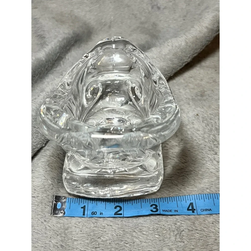 Heavy Clear Crystal Votive Candle Holder Trinket Dish Candy Bowl Swirl Glass